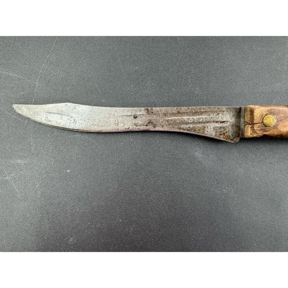Vintage Skinning Butcher Knife Hand Forged USA wood Handle